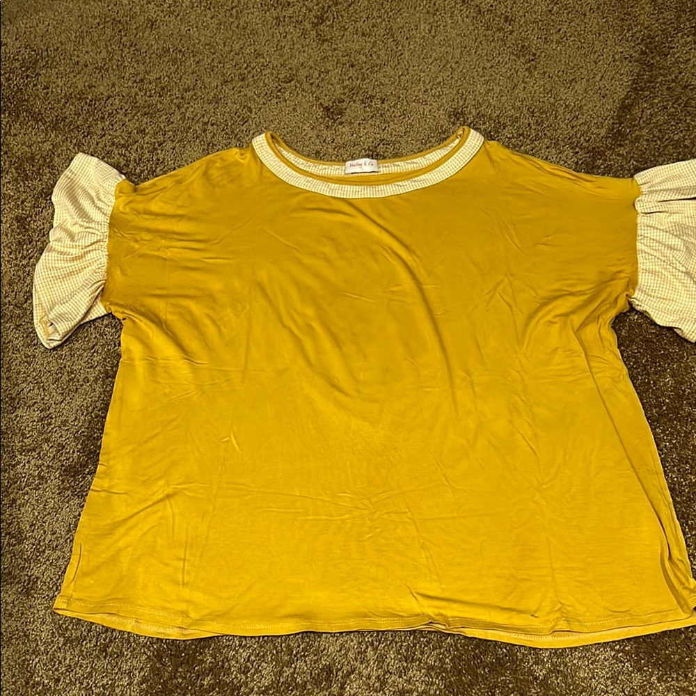 Mustard Ruffle Sleeve Women's Top